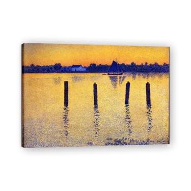 Imagem de Quatro estacas de madeira Théo van Rysselberghe: Impressão em tela neoimpressionista belga chave 27,5 x 98 cm emoldurada