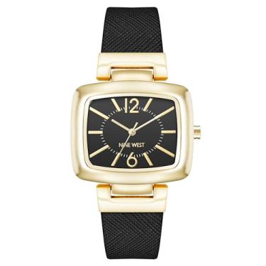 Imagem de Nine West Relógio feminino Saffiano com pulseira, Preto