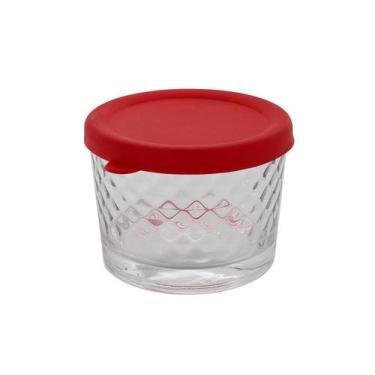 Imagem de Conjunto de Potes Diamond 3 Peças em Vidro c/ Tampa Vermelha 220ml - H