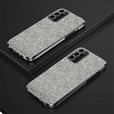 Imagem de Capa de luxo com revestimento de glitter gradiente para Samsung Galaxy Note 10 20 S10 S20 Plus S21 Fe S22 S23 S24 Ultra Silicon Protect (para Samsung S24 Plus/cinza prateado)