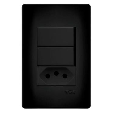 Imagem de Tomada 10A + 2 Interruptores 16A Placa4X2 Habitat