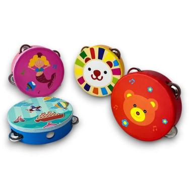 Imagem de Brinquedo Instrumento Musical Pandeiro de Madeira Infantil - Toy Mix, 