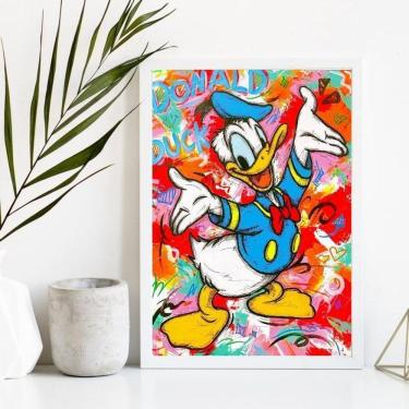 Imagem de Quadro Decorativo Pato Donald 45x34cm - Vidro, Moldura Branca