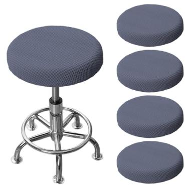 Imagem de Conjunto de 4 capas de almofada de banco redondas para cadeiras de jantar, à prova de poeira, lavável, para cozinha, casamentos, banquetes, sala de reuniões, celebrações, cinza escuro