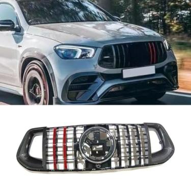 Imagem de Grade de para-choque de carro tiras decorativas kit de carroceria grade de corrida grade de para-choque dianteiro compatível com GLE classe W167 2020-2022 exterior
