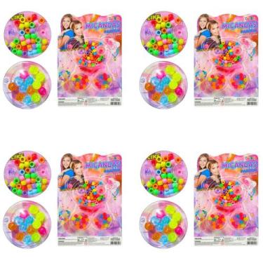 Imagem de 4 kit miçanga brinquedo infantil para menina montar pulseira 72 peças 