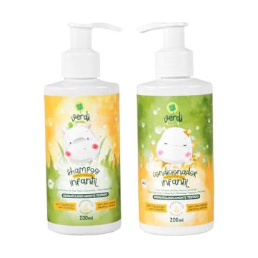 Imagem de Kit Shampoo e Condicionador Infantil Natural Verdi Natural com Aloe Vera, Camomila, Manteigas Vegetais e Pantenol – Vegano, Sem Silicone e Sem Parabenos Ideal Para Bebês e Crianças