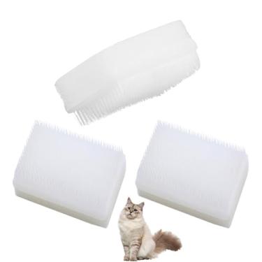 Imagem de ArrErr Pacote com 3 escovas macias para gatos com cerdas suaves, massagem confortável, escovas de língua dupla face para remoção de pelos de animais de estimação, pente flutuante para remoção de pelos