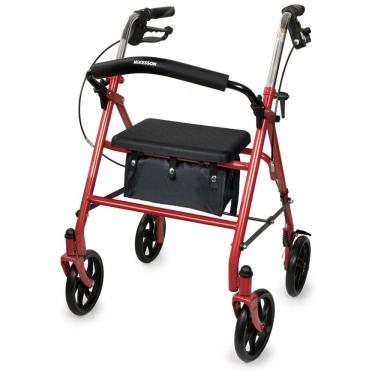 Imagem de Andador Adulto Idoso McKesson com Assento, Suporta até 136 Quilos, Vermelho