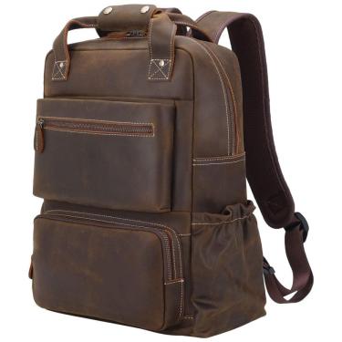 Imagem de Mochila Masculina para Laptop de Couro, TIDING, Marrom