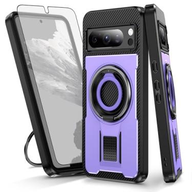 Imagem de Asuwish Capa de celular para Google Pixel 8 Pro 5G com protetor de tela de vidro temperado e suporte de anel à prova de choque com suporte protetor de celular acessórios para celular Pixel8Pro Pixel8