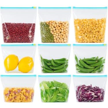 Imagem de Saco Hermético Zip Reutilizável – Kit 10 Unidades – Saquinho Para Congelar Alimentos, Freezer, Geladeira e Lanches – Armazenamento Ecológico e Livre de BPA