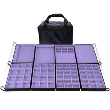 Imagem de Bolsa Grande Porta Joias 8 Bandejas Completas Organizadoras Para Joias Bijuteria Viagem Guarda Joia(Lilás)
