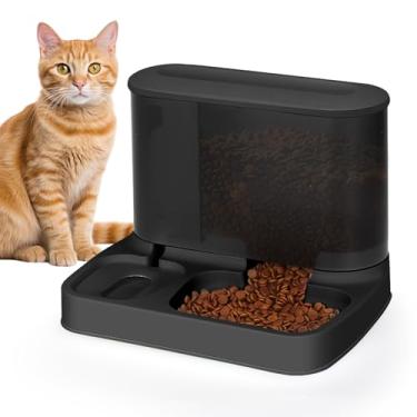 Imagem de Conjunto de alimentador automático e dispensador de água para animais de estimação, 2 em 1, conjunto de tigela de comida e água para cães pequenos e gatos (preto e preto)