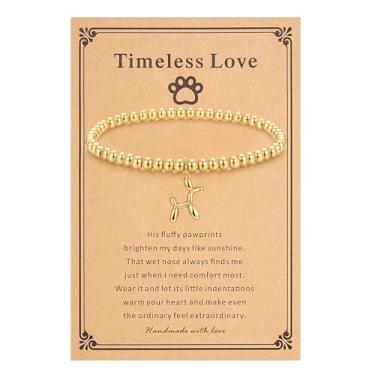 Imagem de morniface Pulseira feminina com contas banhadas a ouro 14 K, pulseira elástica com pingentes de ouro, delicada pulseira elástica feita à mão, joias de ouro modernas, presente, Medium, Aço inoxidável