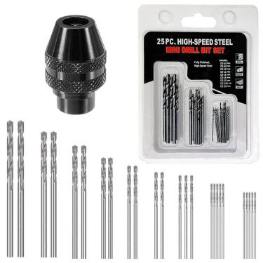 Imagem de Kit Mandril Aperto Rápido M8 E 25 Brocas Para Micro Retífica
