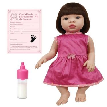 Imagem de Kit Boneca Baby Kiss Sid Nyl Brinquedo C/ Certidão Mamadeira