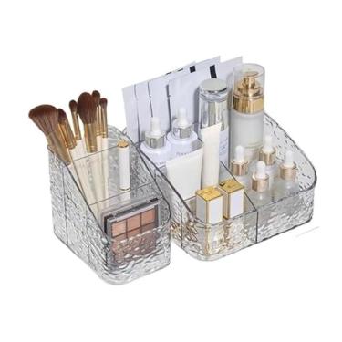 Imagem de Kit Porta Maquiagem Organizador Multiuso De Acrílico Batom Cosméticos Transparente Com Divisórias(KIT COM 02 (9185+9186))