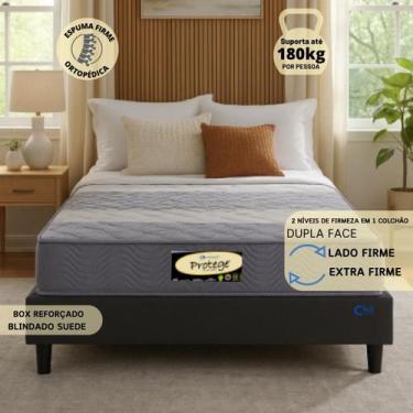 Imagem de Colchão Casal Dupla Face 138cm com Base Suede Blindada Click  Espuma F