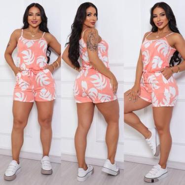 Imagem de Macaquinho com Bolso Estampado Alcinha Soltinho - MDmodas