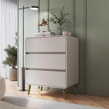 Imagem de Cômoda Quarto 3 Gavetas 76,5cm x 92,5cm com Cantos Arredondados e Pés 