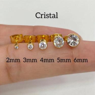 Imagem de Brincos de aço cirúrgico ponto de luz com cristal dourado - no-brand