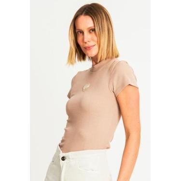 Imagem de Blusa Feminina Gola Alta Polo Wear Bege Claro, Bege claro, G