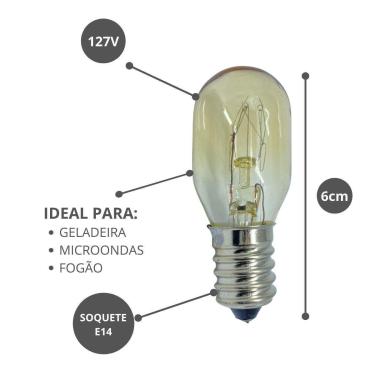 Imagem de Lâmpada Incandescente 15W Bocal E14 110V Amarelada Brastemp