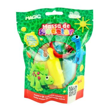 Imagem de Massinha de Modelar 10 Peças Moldes Dinossauro - Tudo em Caixa