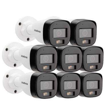 Imagem de Kit Intelbras 8 Câmeras de Segurança 3220 B Multi-hd Vhd Full Color Com Microfone e Áudio 20m Branca