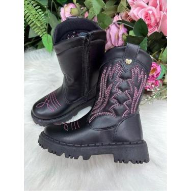 Imagem de Bota Texana Nilqi Isabella Preto e Pink para Meninas, 30