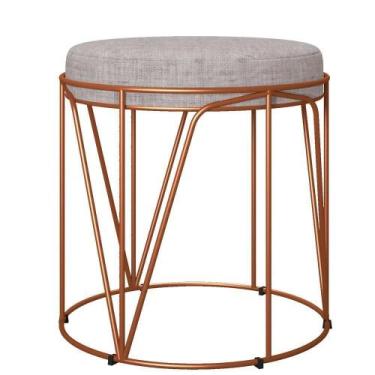 Imagem de Puff Aramado Bronze Zaya L02 Linho Cinza - LYAM DECOR