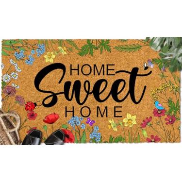 Imagem de WutePade Home Sweet Home Capacho de fibra sintética 60 cm x 40 cm Tapetes de perfil baixo para entrada, tapete de porta, tapete de porta de Páscoa, tapete para ambientes externos, sujeira e lama