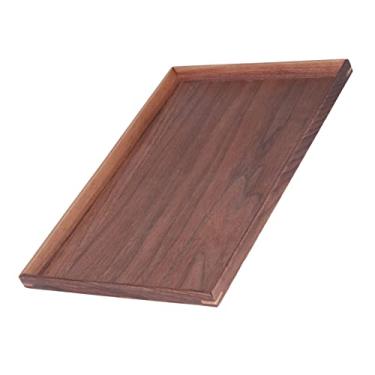 Imagem de Pssopp Bandeja de Madeira de Nogueira, Travessa de Nogueira Preta Premium para chá, café da manhã na Cama, Design Versátil Grande Quadrado para Casa e Reuniões (Pequeno 25,5x19,5cm/10,03x7,67 pol.)