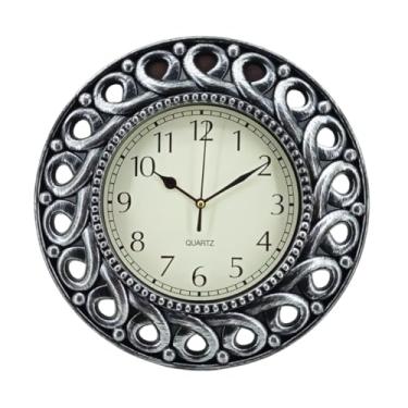 Imagem de Relogio De Parede Retro Vintage 30 Cm(Entrelaçado Vintage Prata)