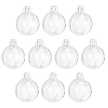 Imagem de 10 bolas transparentes preenchíveis, bolas de plástico penduradas de 2,3 cm, bolas de decoração transparentes, esfera de Natal para artesanato DIY, festa, casamento