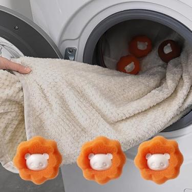 Imagem de 3 bolas reutilizáveis para secadora de roupas para remoção de pelos e fiapos – acessórios de secadora antirrugas e ecológicos
