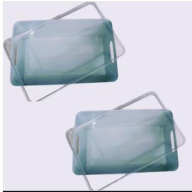 Imagem de Caixa Organizadora Multiuso 12,3L Empilhável com Tampa Transparente – Grande, Resistente e Ideal para Roupas, Brinquedos e Utensílios(2 Caixas 12,3 L/Azul Claro)