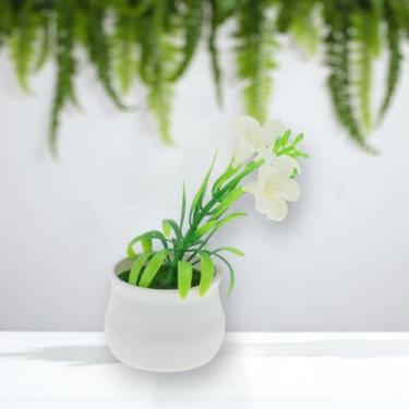 Imagem de Generic 1 peça de plantas artificiais trompete flor artificial vaso planta plástico branco 7 x 7 x 11 cm
