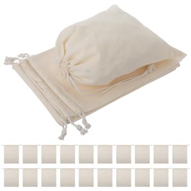 Imagem de AojSup 24 sacos de algodão com cordão, sacos de musselina de algodão natural com fecho de cordão - bolsas de tecido branco respirável reutilizáveis para embalagem de presente, lembrancinhas de