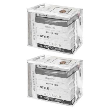 Imagem de PATIKIL Sacos de armazenamento transparentes de 32 x 24 x 25 cm, 2 unidades de sacos de armazenamento de plástico transparentes pequenos organizadores com zíper, organizador de lençóis de cama