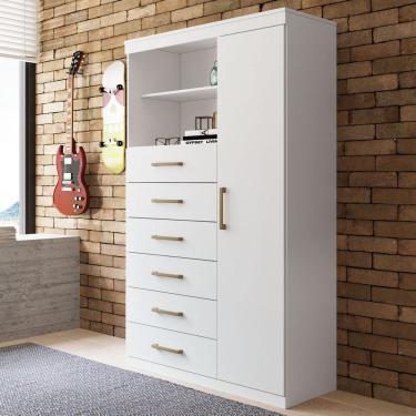 Imagem de Cômoda Califórnia 1 Porta 6 Gavetas Branco - Pnr Móveis