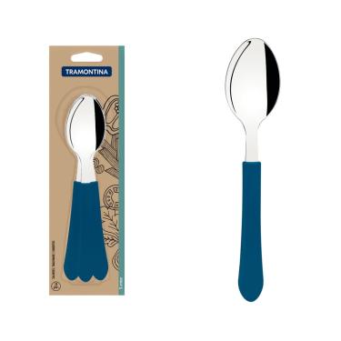 Imagem de Conjunto Colher Mesa Inox 3 Peças Leme Azul Tramontina