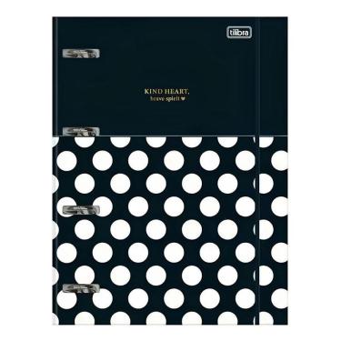 Imagem de Fichário Caderno Argolado West Village 80 Folhas Preto Com Poá Branco - Tilibra