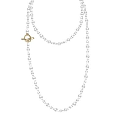 Imagem de Aleasha Colar de pérolas longas com fecho de ouro em camadas, colar de pérolas falsas para mulheres, joias de pérolas brancas, presentes 124,5 cm