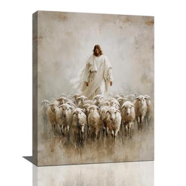 Imagem de Arte de parede Jesus e Cordeiro Cristão Jesus Cordeiro Tela Decoração de Parede Cristo Imagens Religiosas Impressão Emoldurada Decorações de Arte Presentes para Sala de Estar Quarto Sala de Oração