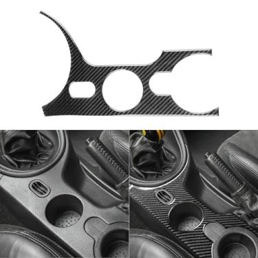 Imagem de Adesivo de moldura de painel de suporte de copo de água, acabamento central para console de carro, acessórios de interior de carro, efeito 3K, fibra de carbono, compatível com Ford Mustang 2001, 2002