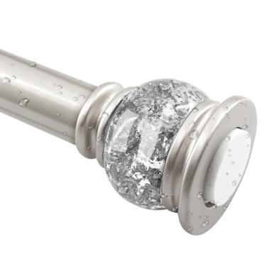 Imagem de TJSKD Varão de cortina de chuveiro de 68 a 152 cm, haste de chuveiro de 2,5 cm de diâmetro para banheiro, haste de cortina de tensão para janela, haste de tensão de mola ajustável, sem perfuração, sem