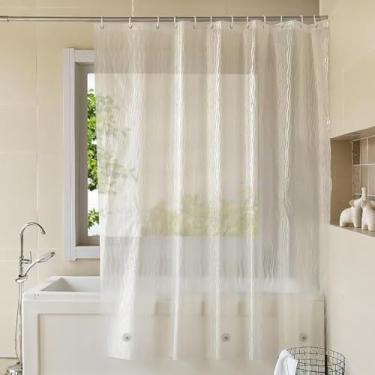 Imagem de jssablo Forro de cortina de chuveiro, cortinas de chuveiro 100% à prova d'água Eva com 3 ímãs de fundo pesado e 12 ilhós à prova de ferrugem, forro de chuveiro ponderado 72x72 para box de chuveiro