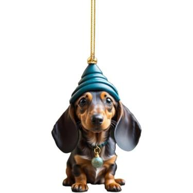 Imagem de Enfeite de Natal 2025, enfeite de árvore de Natal engraçado para cães, decorações de Natal de dachshund, ideia de presente para amantes de cães, decoração de Natal, ornamentos de dachshund para